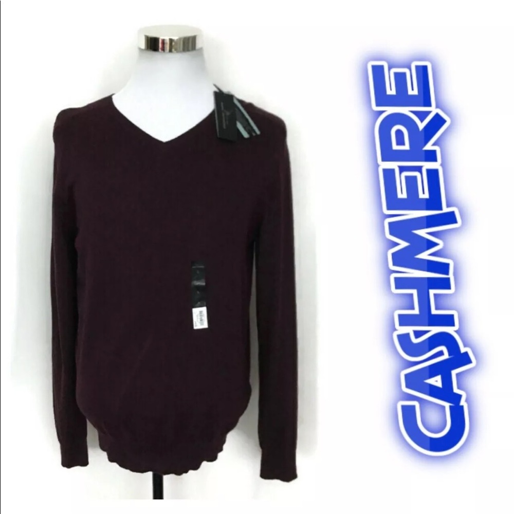 Men’s Cashmere Blend Sweater V-Neck Size L NWT